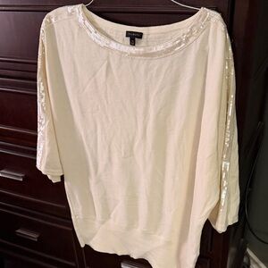 Talbots Ivory Sequin Embellished Blouse